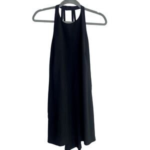 Zara Lightweight Sleeveless Shift Mini Dress Halter Snap Neck Strap Back M Black